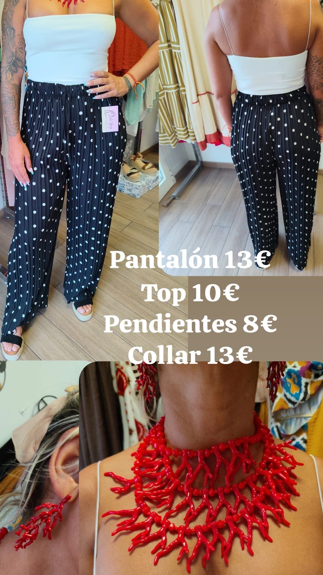 Conjunto pantalón plisado de lunares