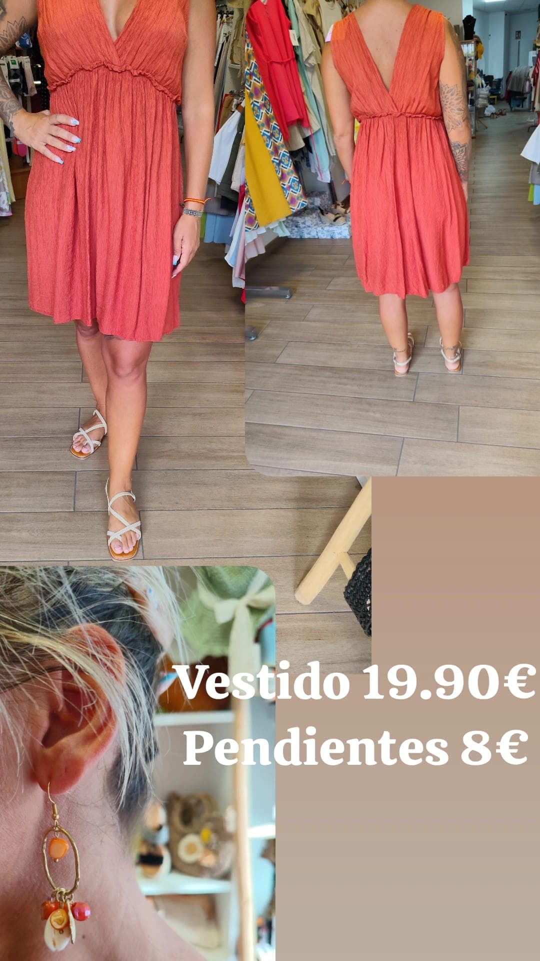 Vestido corto terracota