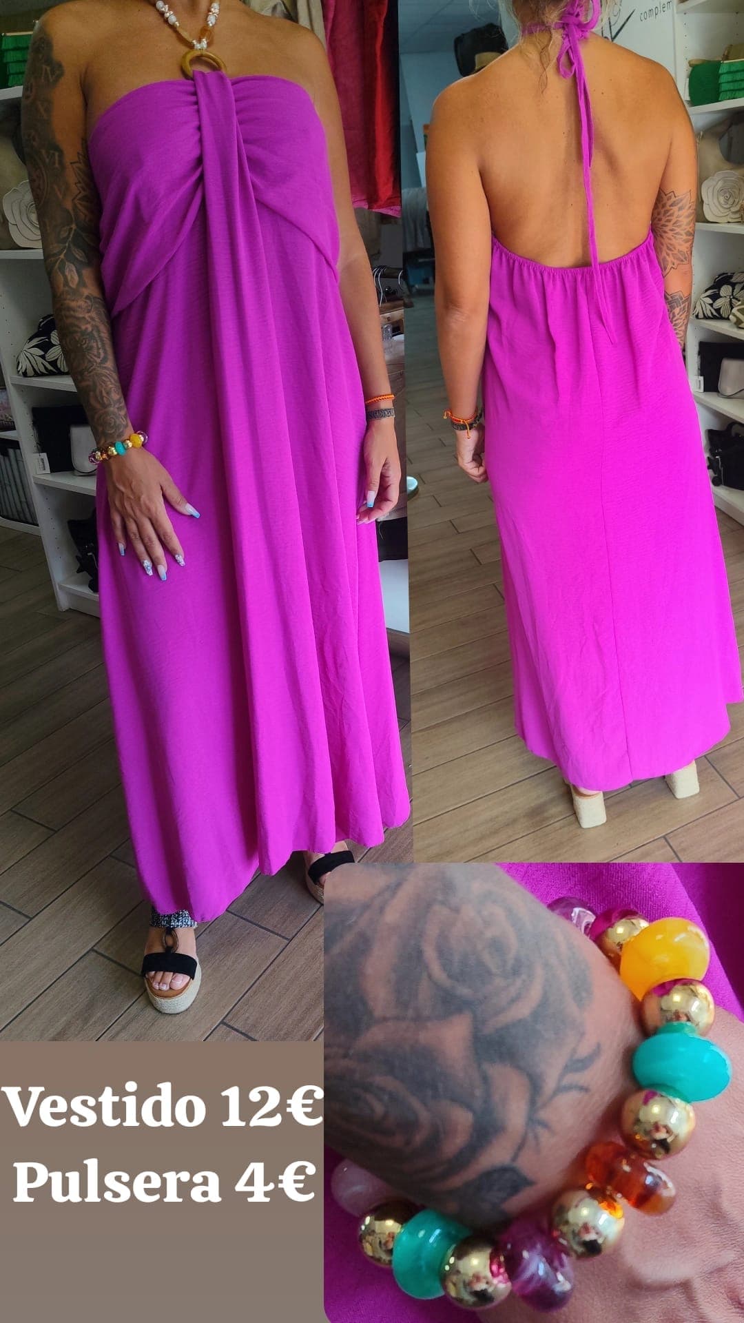 Vestido magenta drapeado