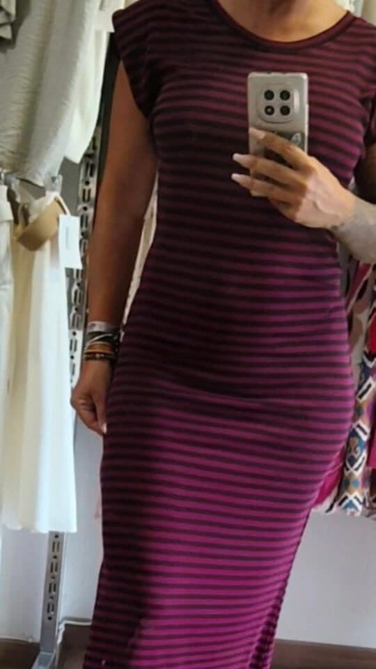 Vestido midi de rayas